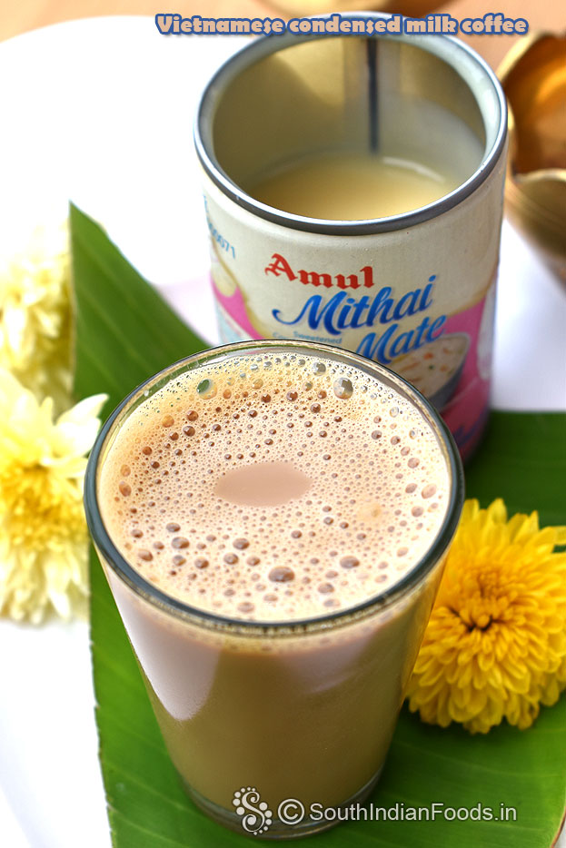 Sweet condensed milk coffee ready