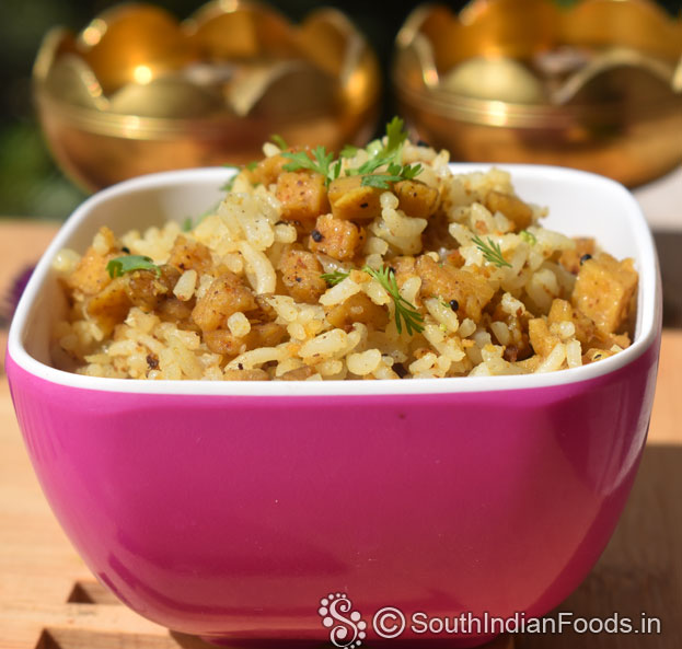 Instant variety rice with leftover elephant yam stir fry