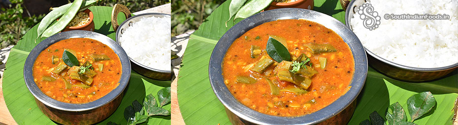 Avarakkai moong dal sambar