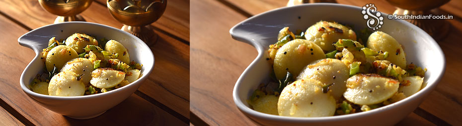 Capsicum masala mini idli upma