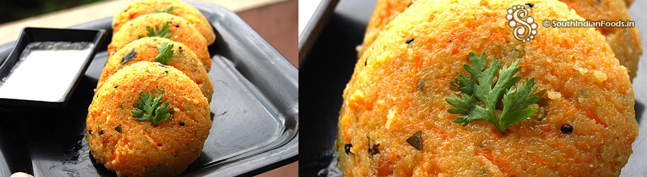 Carrot rava idli