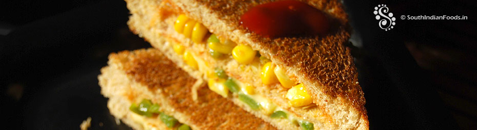 Corn capsicum cheese sandwich