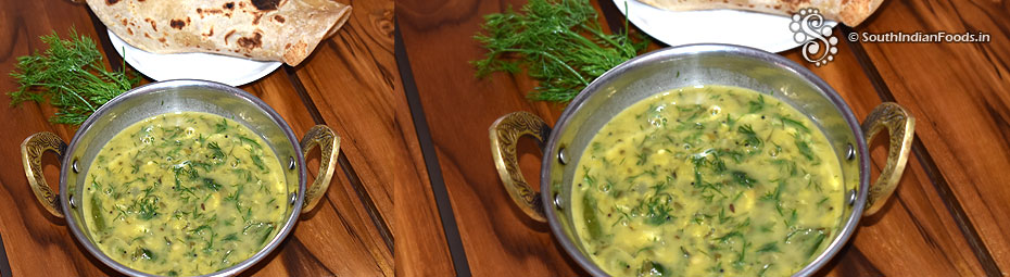 Dill leaves moong dal curry