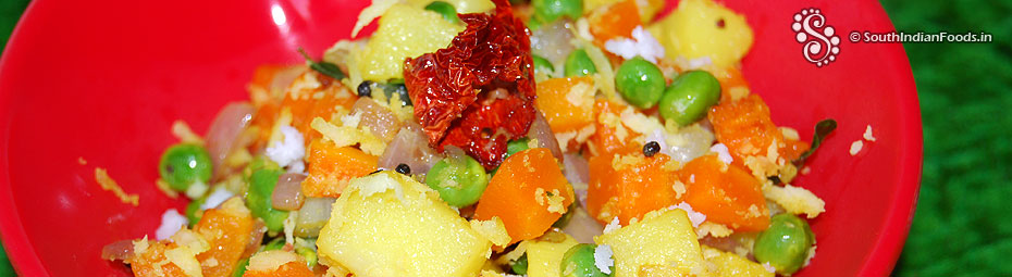Green peas carrot potato thoran