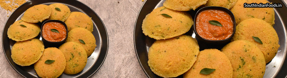 Spongy moong dal idli
