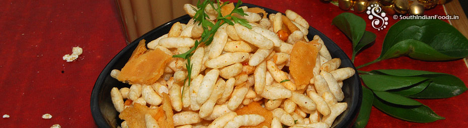 Instant puffed rice papad chaat
