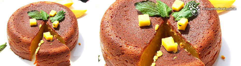 Eggless mango cake