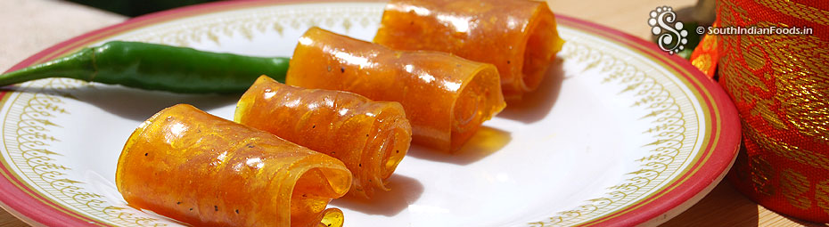 Homemade mango papad