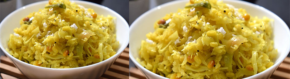 Cabbage moong dal poriyal