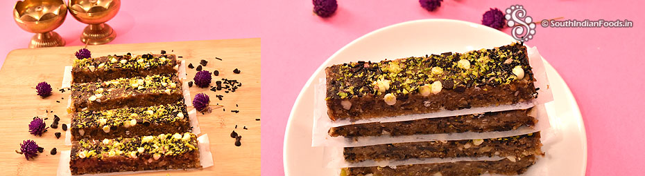 Dates & nuts energy bars-No sugar, No bake, No flour