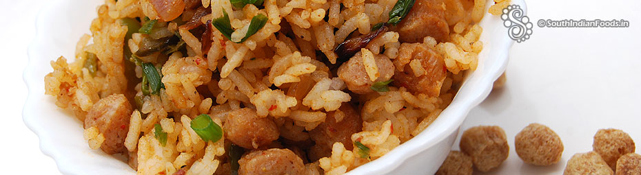 Schezwan soya chunks rice