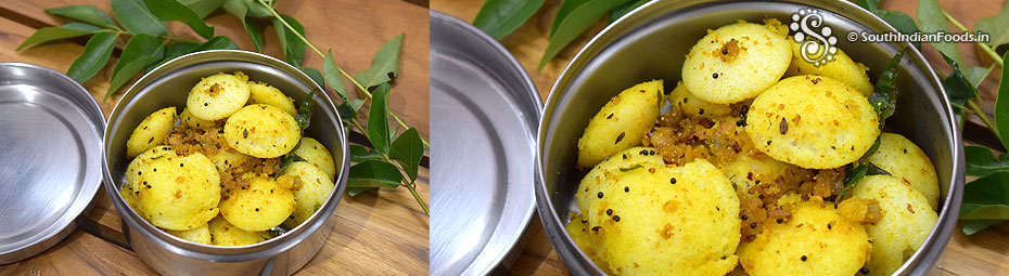 Turmeric mini idli upma