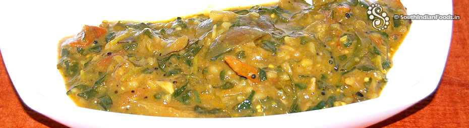 Vendhaya keerai kathirikai sambar