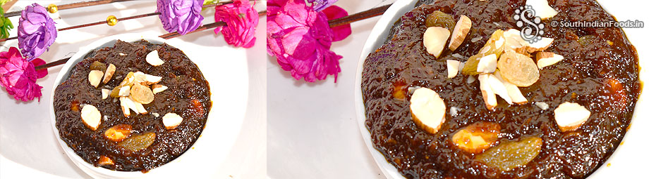Yellow pumpkin jaggery halwa