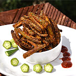 Crispy schezwan okra fry