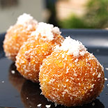 Motichoor ladoo with desiccated coconut