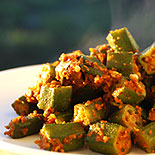 Vendakkai kootu or Ladies finger pepper coconut dry curry